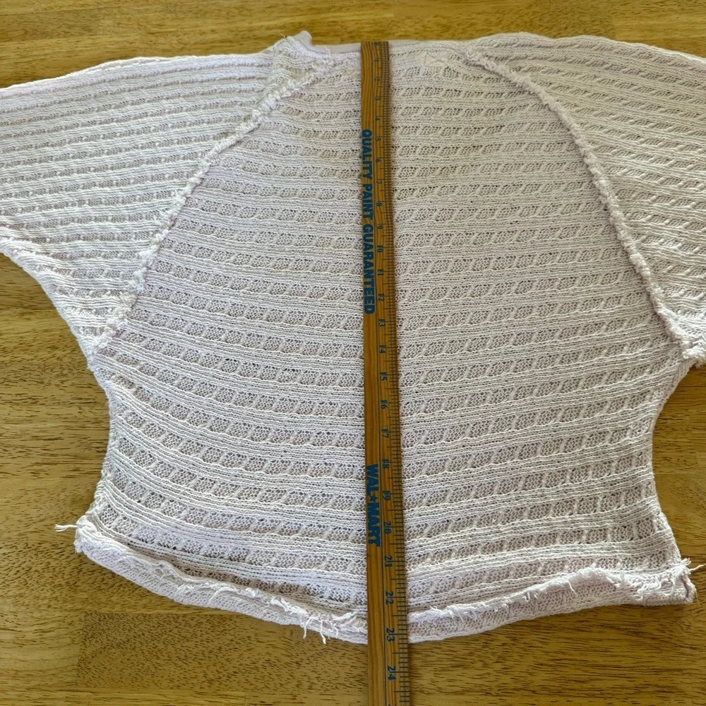 We The Free Free People Pink Waffle Knit Dolman Sweater Raw Hem Boho Extra Small